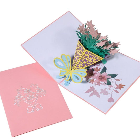 Lily Flowers Pop Up Card - Q&T 3D Cards and Envelopes