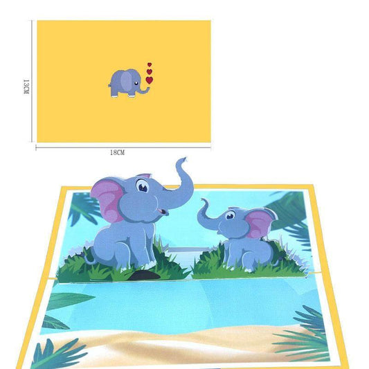 Little Elephants Pop Up Card - Q&T 3D Cards and Envelopes
