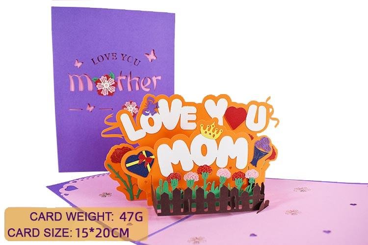 Love You Mom Pop Up Card - Q&T 3D Cards and Envelopes