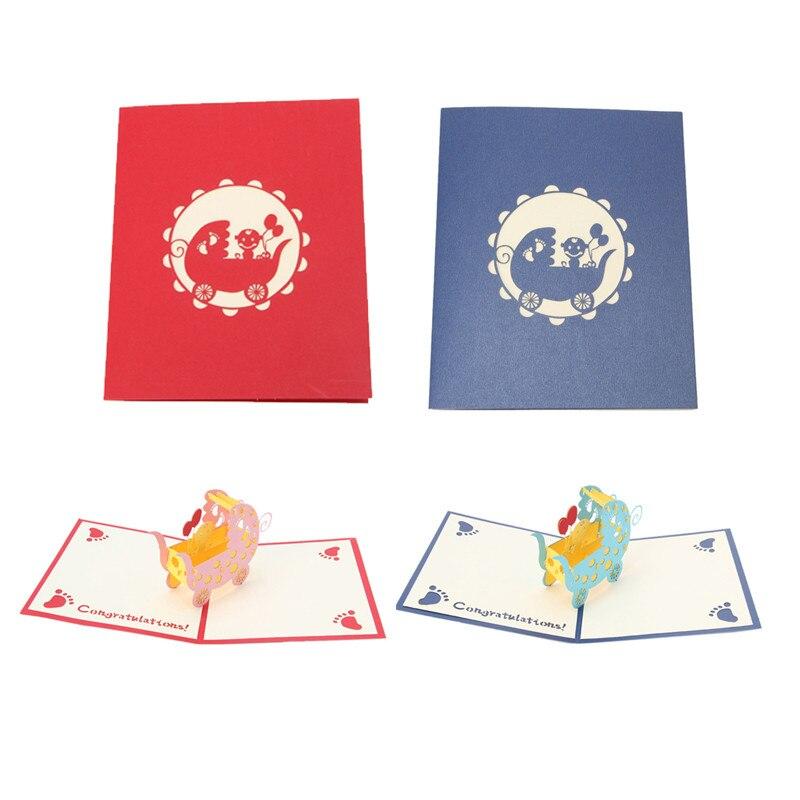 New Baby Funky Pop Up Card in Blue or Red - Q&T 3D Cards and Envelopes