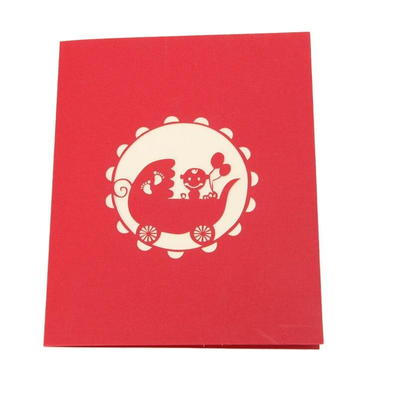 New Baby Funky Pop Up Card in Blue or Red - Q&T 3D Cards and Envelopes