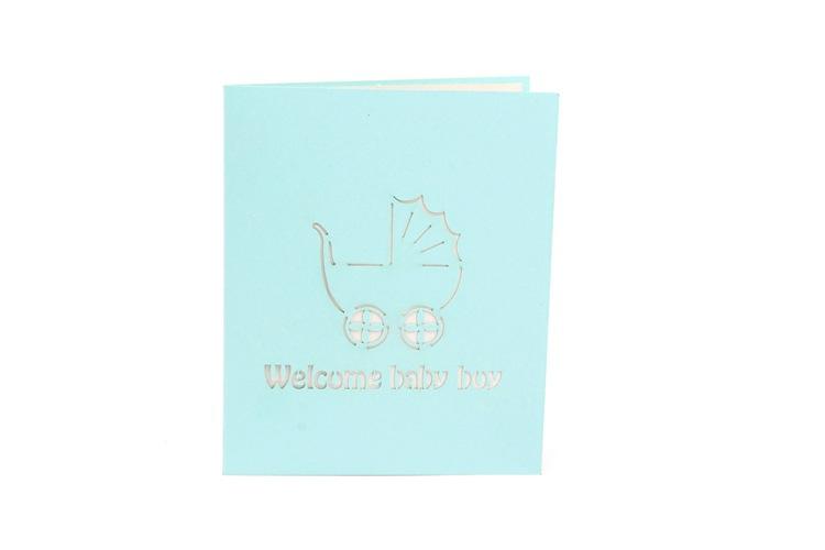 New Baby Pop Up Card in Blue or Pink - Q&T 3D Cards and Envelopes