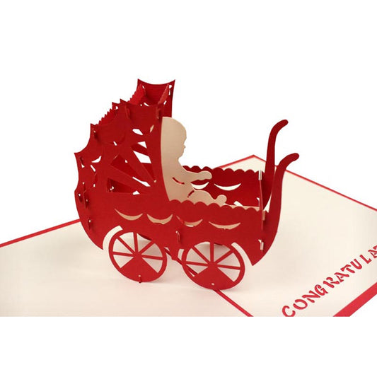 New Baby Pop Up Card in Red