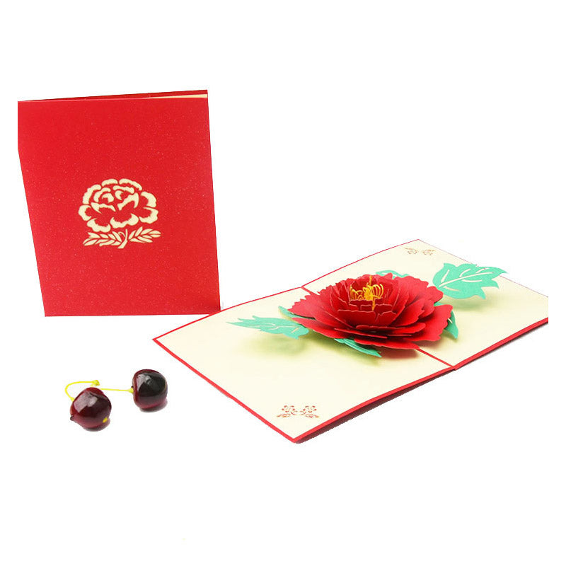 Peony Flower Pop Up Card