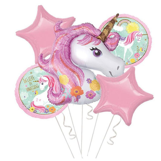Pink Unicorns Party Balloons Set - Q&T 3D Cards and Envelopes