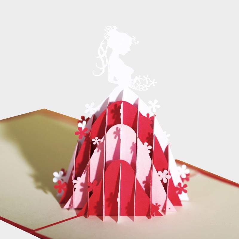 Princess in Red Dress Pop Up Card - Q&T 3D Cards and Envelopes