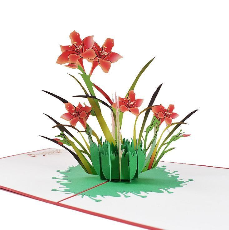 Red Daffodils Pop Up Card - Q&T 3D Cards and Envelopes