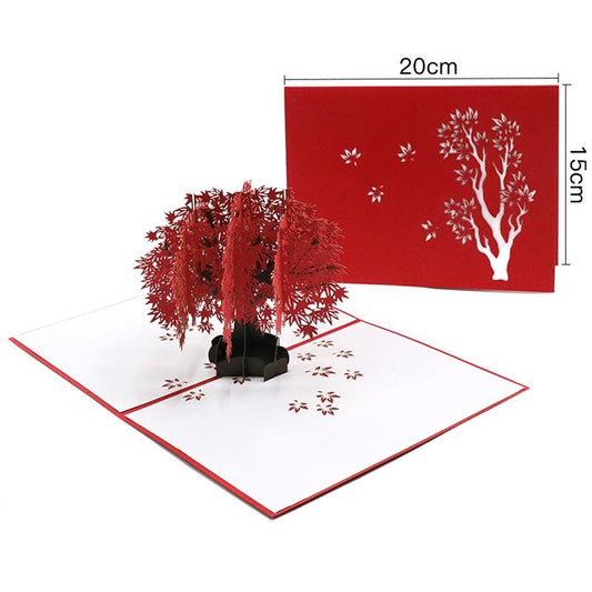 Red Maple Tree Pop Up Card - Q&T 3D Cards and Envelopes