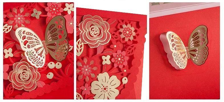 Red Money Envelope - Floral Theme - Q&T 3D Cards and Envelopes