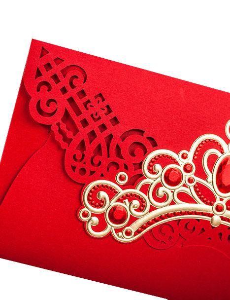 Red Money Envelope with Golden Diadem - Q&T 3D Cards and Envelopes