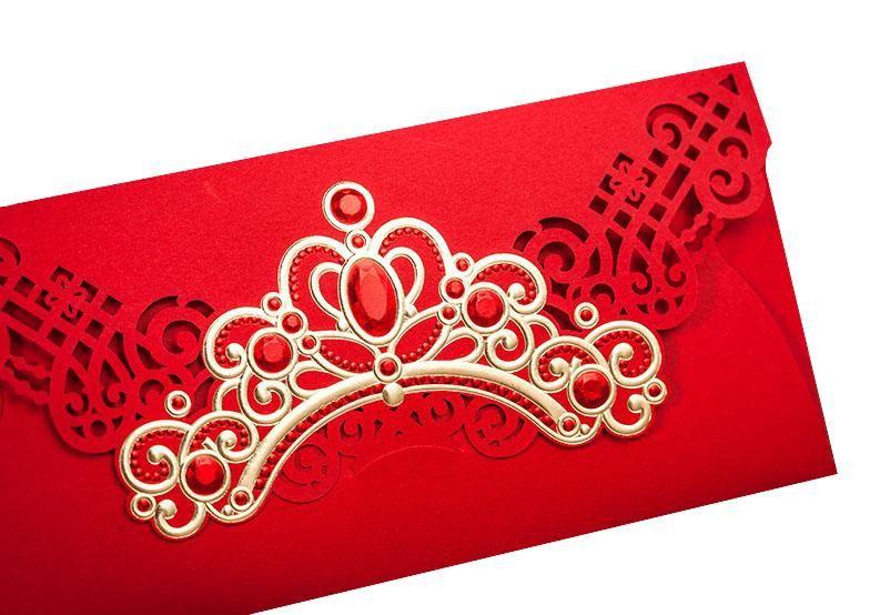 Red Money Envelope with Golden Diadem - Q&T 3D Cards and Envelopes