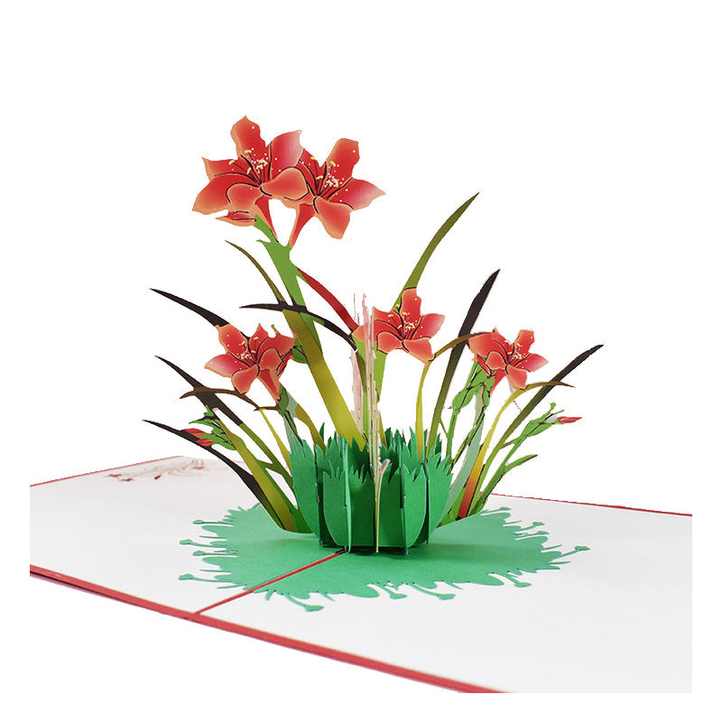 Red Daffodils Pop Up Card