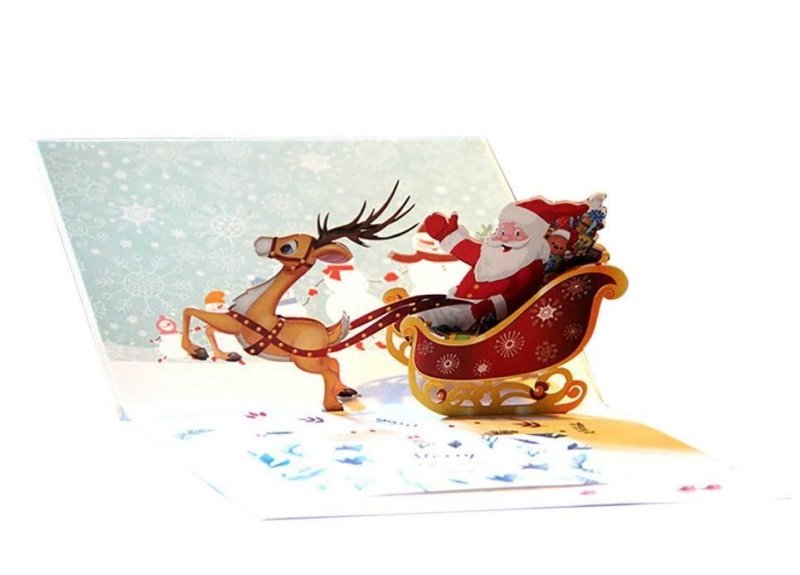 Santa and Mistletoe Pop Up Christmas Card - Q&T 3D Cards and Envelopes