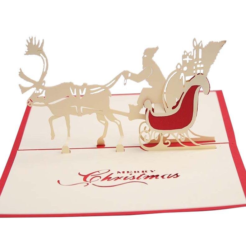 Santa in Sleigh Christmas Pop Up Card - Q&T 3D Cards and Envelopes