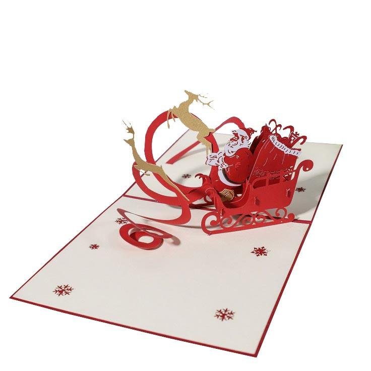 Santa in Sleigh Christmas Pop Up Card - Q&T 3D Cards and Envelopes