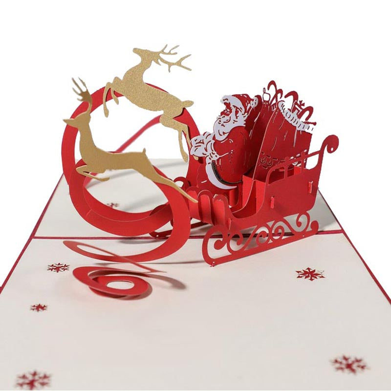 Santa in Sleigh Christmas Pop Up Card | 3d Card | Xmas Card | Gift | Noel