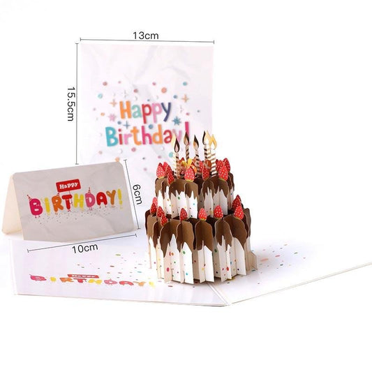 Strawberry and Chocolate Birthday Cake Pop Up Card - Q&T 3D Cards and Envelopes