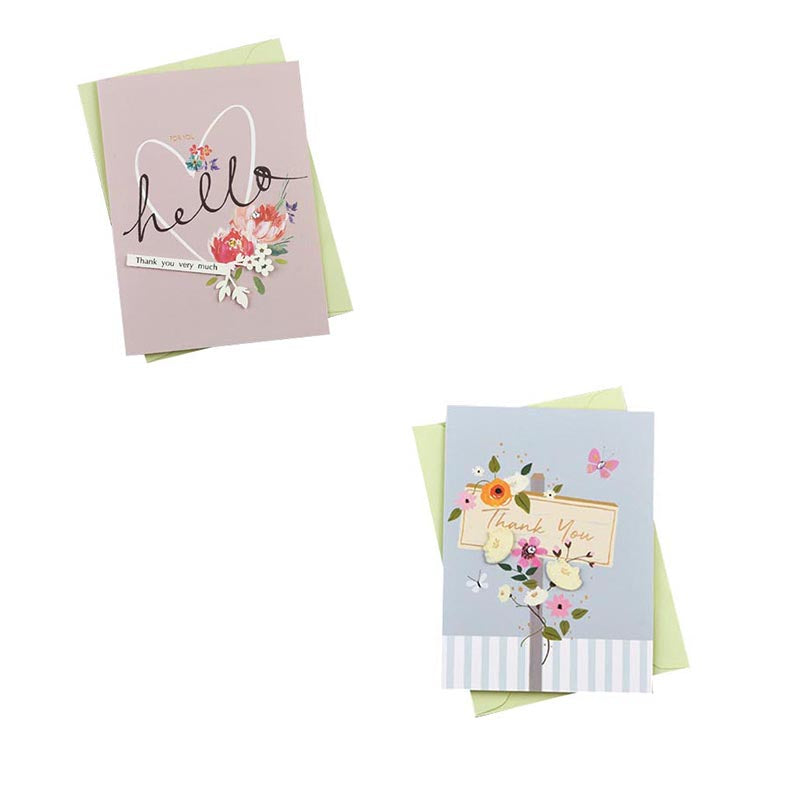 Thank You Cards - Watercolour Series - Set of 2 Greeting Cards