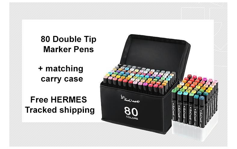 Touch Mark Professional Twin Tip Markers Set - 80 Colours - Q&T 3D Cards and Envelopes