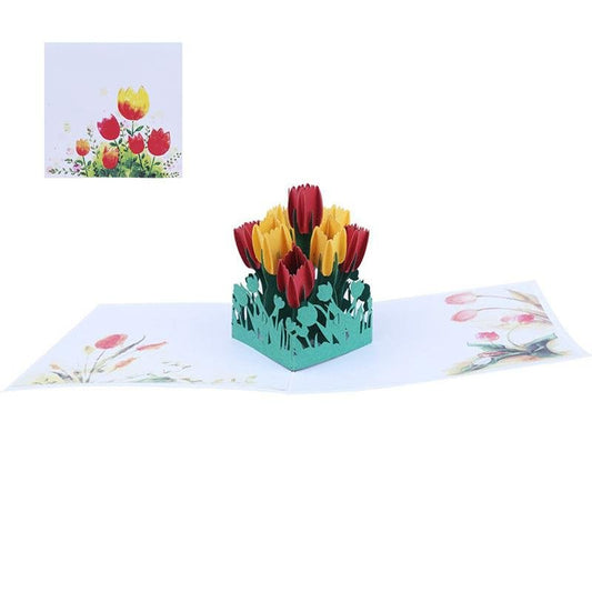 Tulips Bouquet Pop Up Card - Q&T 3D Cards and Envelopes