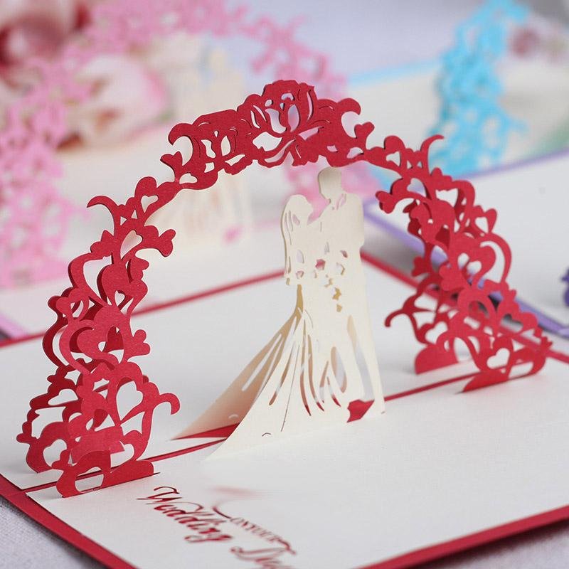 Wedding Pop Up Card - Pink or Red - Q&T 3D Cards and Envelopes