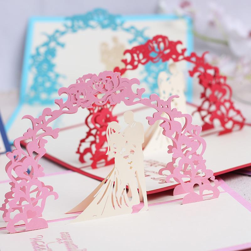 Wedding Pop Up Card - Pink or Red - Q&T 3D Cards and Envelopes