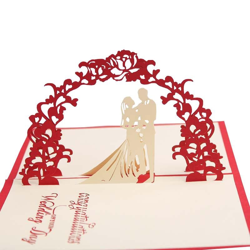 Wedding Pop Up Card - Pink or Red - Q&T 3D Cards and Envelopes