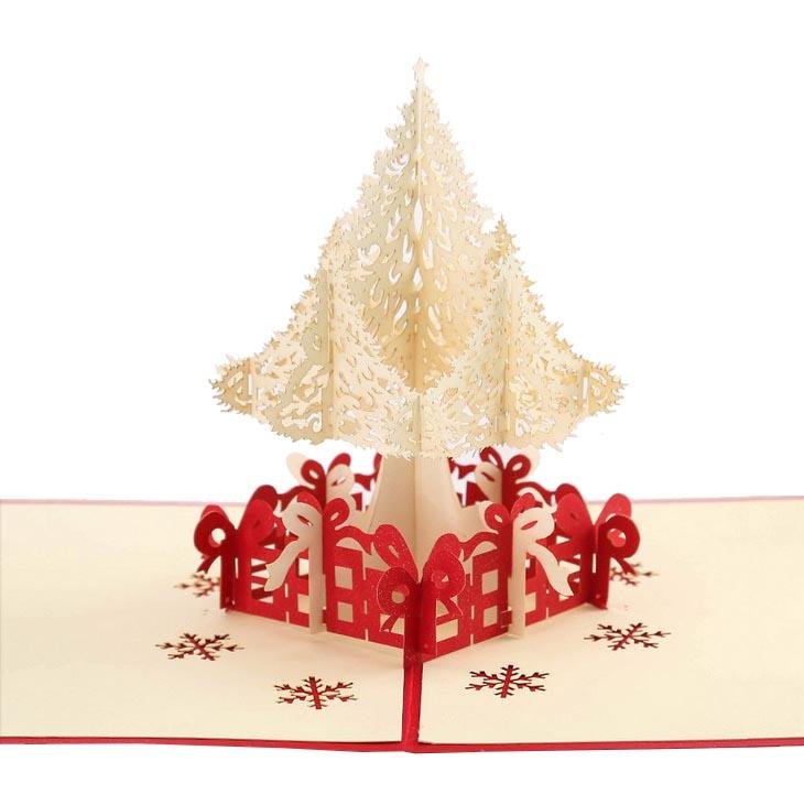 White Christmas Tree Pop Up Card - Q&T 3D Cards and Envelopes