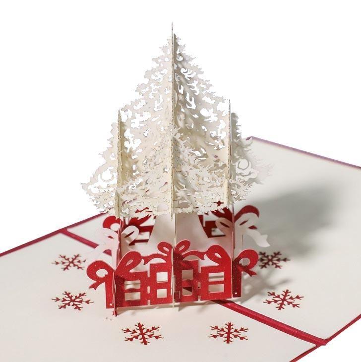 White Christmas Tree Pop Up Card - Q&T 3D Cards and Envelopes