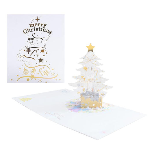 White Crystal Christmas Tree Pop Up Card - Q&T 3D Cards and Envelopes