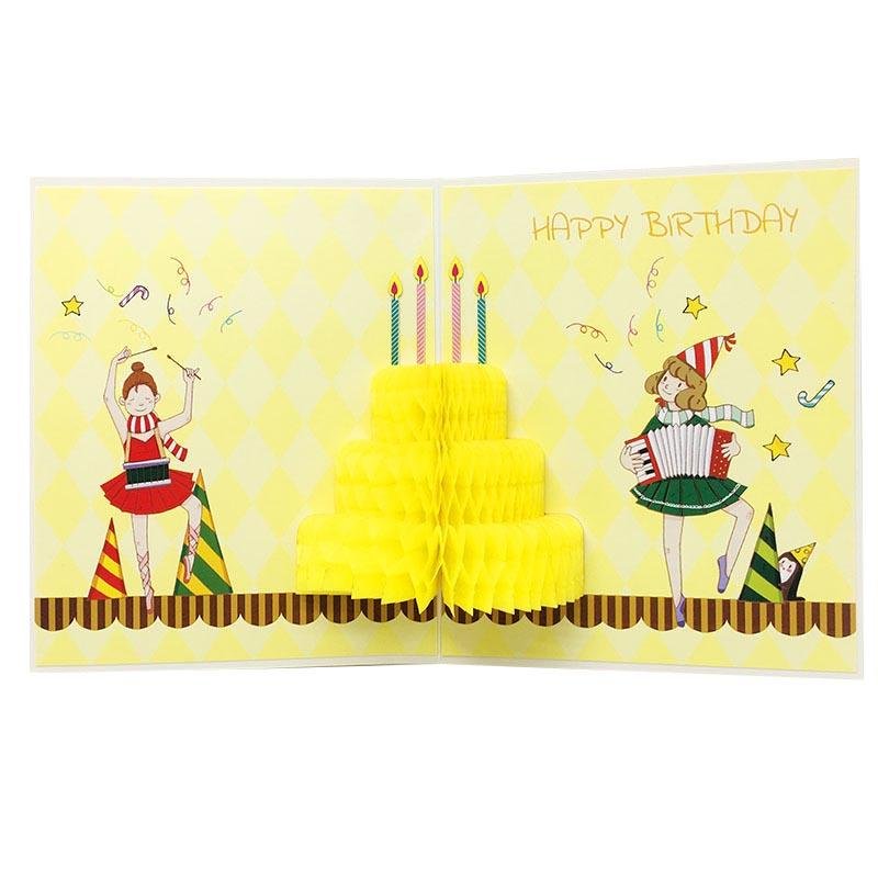 Yellow Happy Birthday Pop Up Card - Q&T 3D Cards and Envelopes