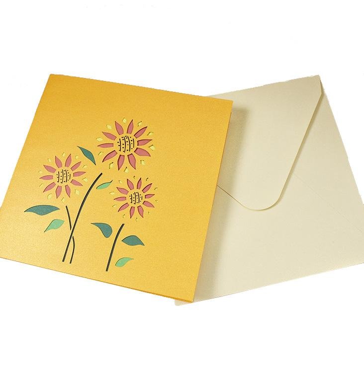 Yellow Sunflowers Pop Up Card - Q&T 3D Cards and Envelopes